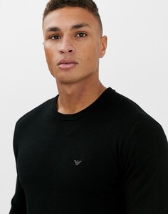 Черный джемпер с круглым вырезом и логотипом Emporio Armani