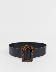 Ремень с черепаховой пряжкой Pieces-Черный