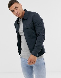 Темно-синяя рубашка навыпуск River Island-Темно-синий