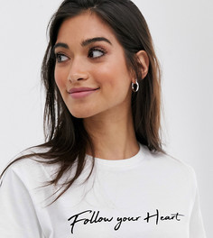 Футболка с надписью \follow your heart\" ASOS DESIGN Petite-Белый