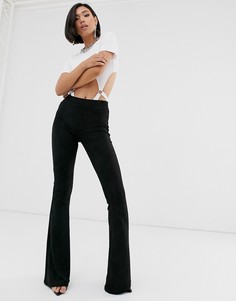 Бархатные расклешенные брюки Blank NYC-Черный