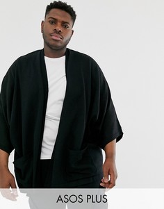 Черная трикотажная куртка-кимоно ASOS DESIGN Plus-Черный