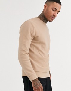 Бежевый свитшот в рубчик ASOS DESIGN