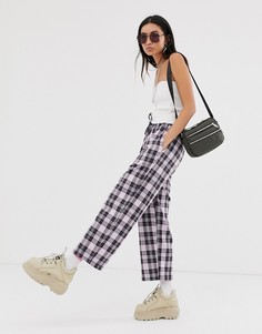 Сиреневые брюки без застежек и с узором в клетку ASOS DESIGN-Мульти