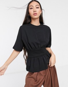 Футболка со вставкой в рубчик ASOS WHITE-Черный