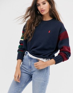 Свитшот с высоким воротом и трикотажными рукавами Polo Ralph Lauren-Темно-синий