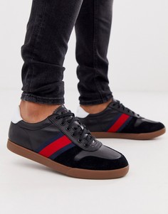 Черные кожаные кроссовки с полосками Polo Ralph Lauren - camilo 2-Черный