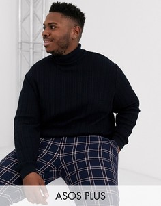 Темно-синяя вязаная водолазка ASOS DESIGN Plus-Темно-синий