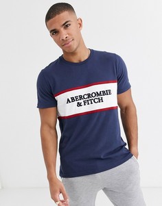 Темно-синяя футболка с логотипом Abercrombie & Fitch-Темно-синий