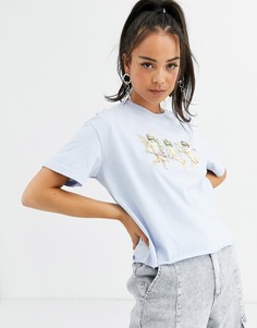Серая футболка с принтом херувимов Bershka-Серый