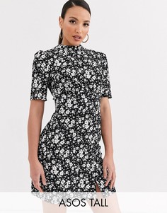 Чайное платье мини на пуговицах с цветочным принтом ASOS DESIGN Tall-Мульти