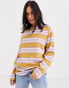 Топ регби бежевого цвета в фиолетовую полоску Monki-Фиолетовый