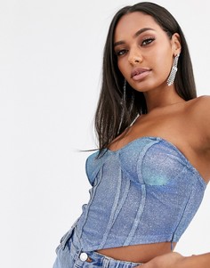 Корсет бандо с блестками Missguided-Серебряный