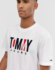 Белая футболка с контрастным логотипом Tommy Jeans-Белый