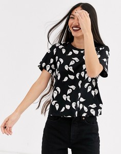 Черная футболка с принтом привидений Monki Halloween-Черный