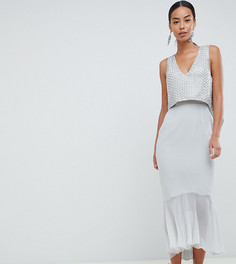 Кроп-топ с отделкой и оборкой эксклюзивно для ASOS DESIGN Tall-Серый