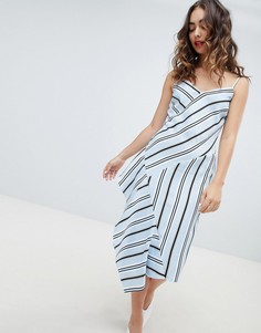 Платье на бретельках в полоску River Island-Синий