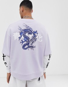 Oversize-свитшот с принтом на спине ASOS DESIGN-Фиолетовый