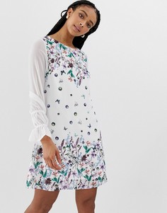 Свободное платье с цветочным принтом Yumi-Мульти