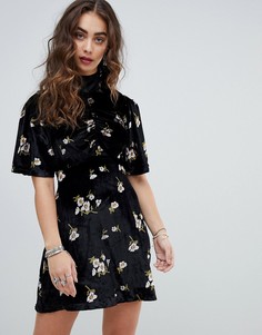 Бархатное платье мини Free People Be My Baby-Черный