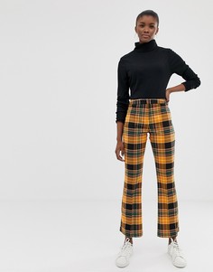 Зауженные расклешенные брюки в оранжевую клетку ASOS DESIGN-Мульти