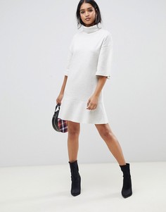 Трикотажное платье с отворотом ASOS DESIGN-Бежевый