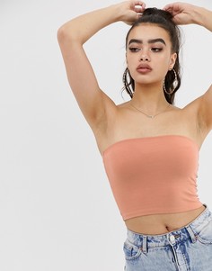 Короткий розовый топ-бандо ASOS DESIGN