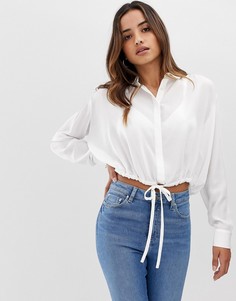 Рубашка с длинными рукавами и завязкой ASOS DESIGN-Белый