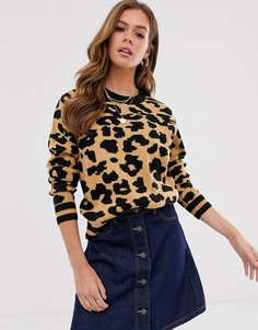 Джемпер с анималистичным принтом Brave Soul-Светло-коричневый