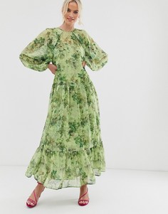 Oversize-платье макси в клетку и с цветочным принтом ASOS EDITION-Мульти