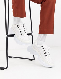 Белые кожаные кроссовки на массивной рифленой подошве ASOS DESIGN-Белый