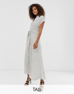 Платье макси в горошек и с завязкой спереди Vero Moda Tall-Мульти