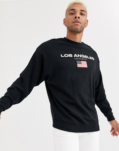 Черный oversize-свитшот с принтом \Los Angeles\" ASOS DESIGN