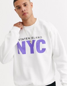 Белый свитшот с принтом \New York\" New Look