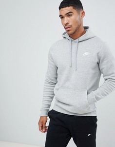 Худи серого цвета с логотипом-галочкой Nike-Серый