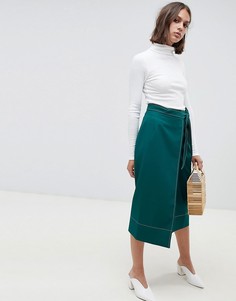 Юбка миди с запахом ASOS DESIGN-Зеленый