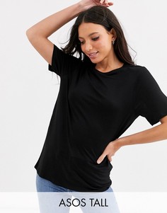 Черная строгая футболка из лиоцелла ASOS DESIGN Tall-Черный