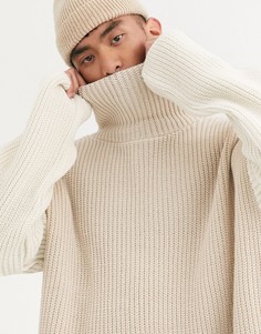 Светло-бежевый oversize-джемпер с высоким воротником ASOS DESIGN-Кремовый