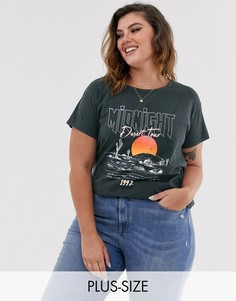 Серая футболка с эффектом кислотной стирки и надписью New Look Curve-Серый