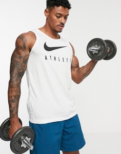 Белая майка с принтом \athlete\" Nike Training Dry-Белый