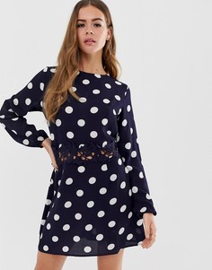 Платье мини в горошек AX Paris-Темно-синий