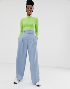 Синие широкие брюки ASOS DESIGN-Синий