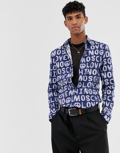 Рубашка с принтом Love Moschino-Синий