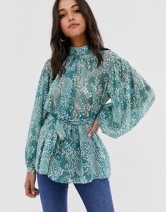 Лонгслив с высоким воротом и объемными рукавами ASOS DESIGN-Мульти