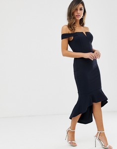 Облегающее платье с асимметричным краем AX Paris-Темно-синий