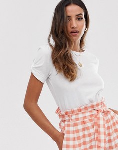 Белая футболка с узлами на рукавах River Island-Белый