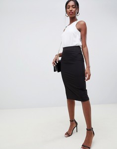 Комбинируемая юбка-карандаш с завышенной талией и разрезом ASOS DESIGN-Черный