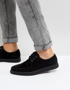 Черные ботинки-криперы из искусственной замши на шнуровке ASOS-Черный