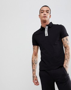 Футболка-поло с отделкой лентой Bikkembergs-Черный