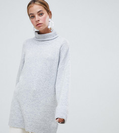Джемпер крупной вязки с высоким воротником ASOS DESIGN Petite-Серый